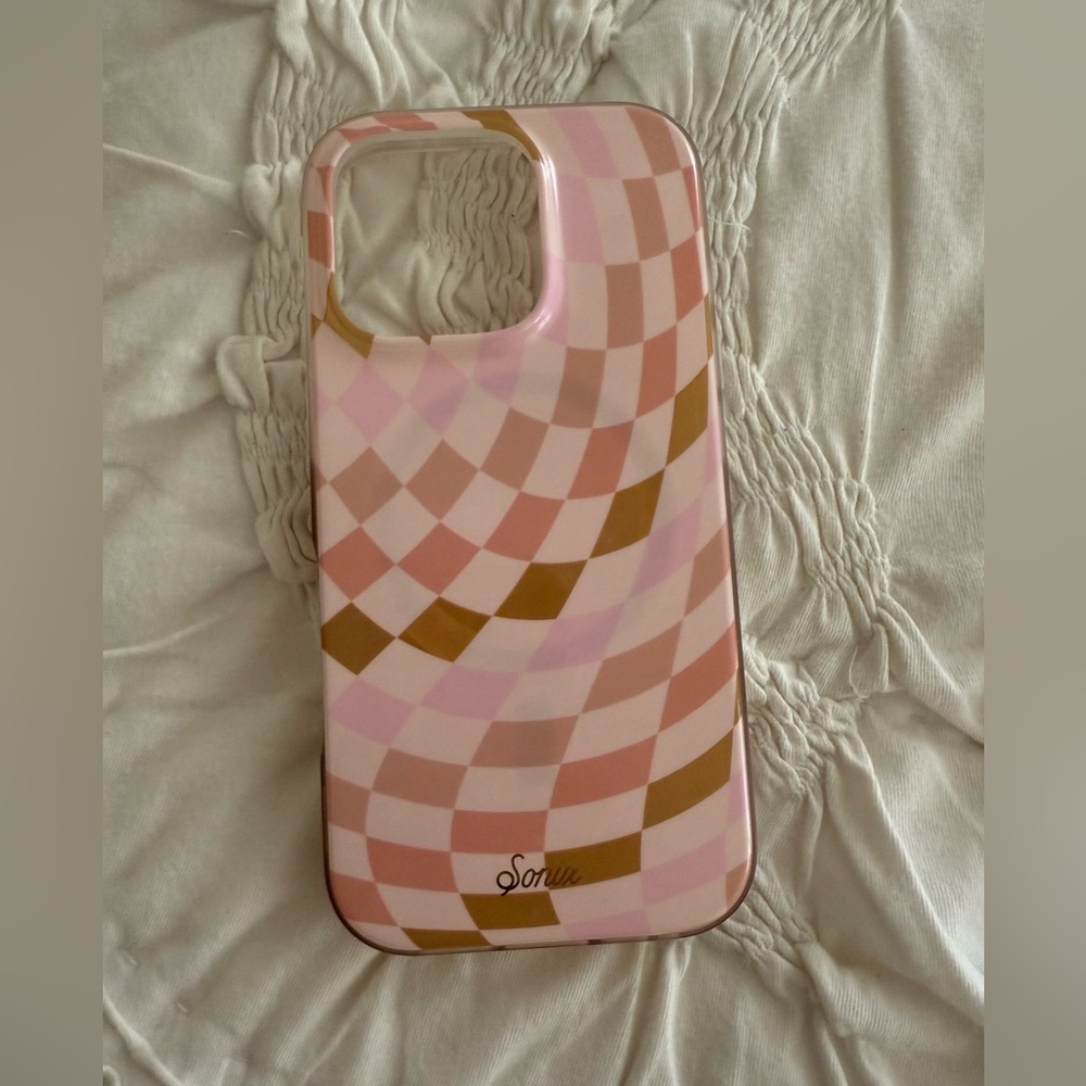 Sonix Swirl Pink and Gold Phone Case iPhone 16 pro minimal use